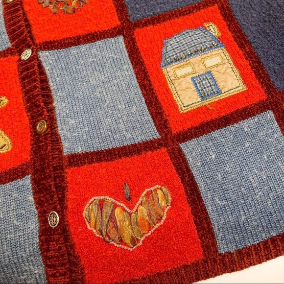 Vintage Christmas Sweater with Patchwork & Embellishments Size XL - Picture 6 of 9